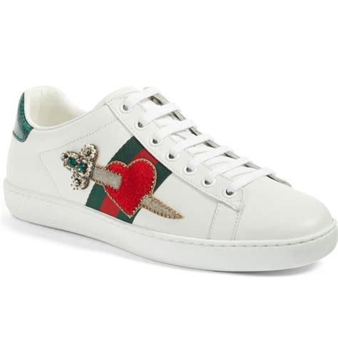 gucci new ace pierced heart leather sneakers|gucci ace leather sneaker review.